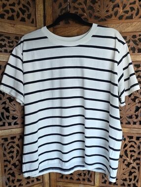 H&M White Tee with Black Stripes